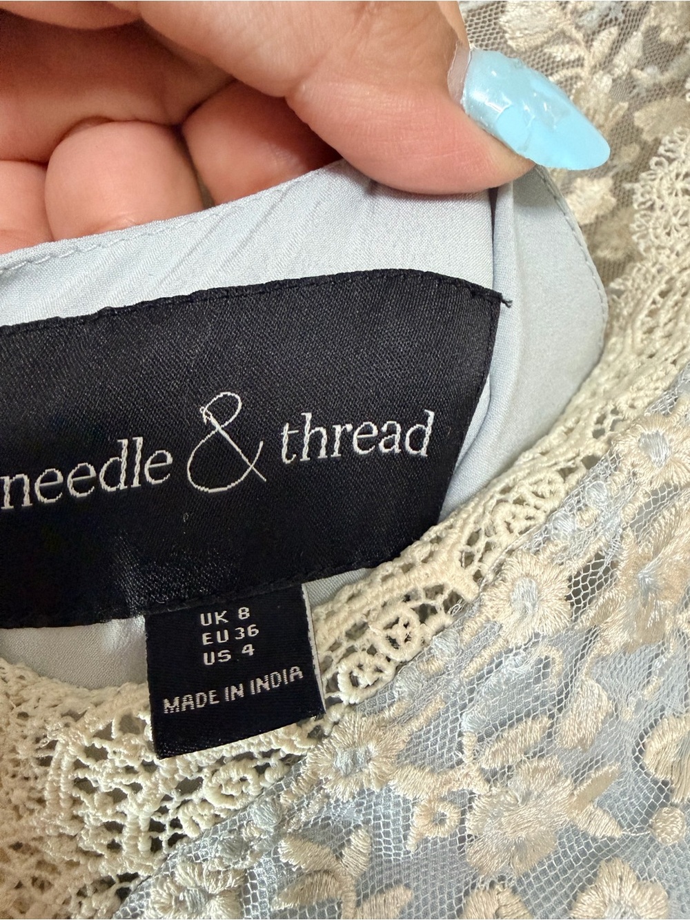 Needle & Thread Pale Blue Embroidered Tiered Midi Skirt - Picture 4 of 8